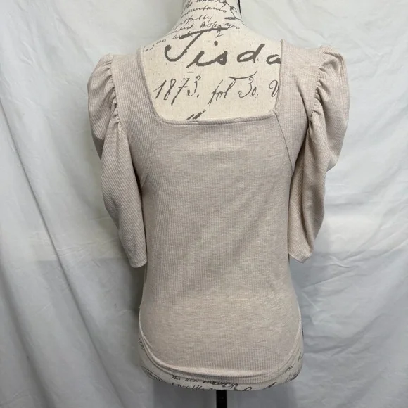 We The Free Ribbed Square Neck Top with Puffed Sleeves Tag Size L - Runs small - Picture 5 of 10
